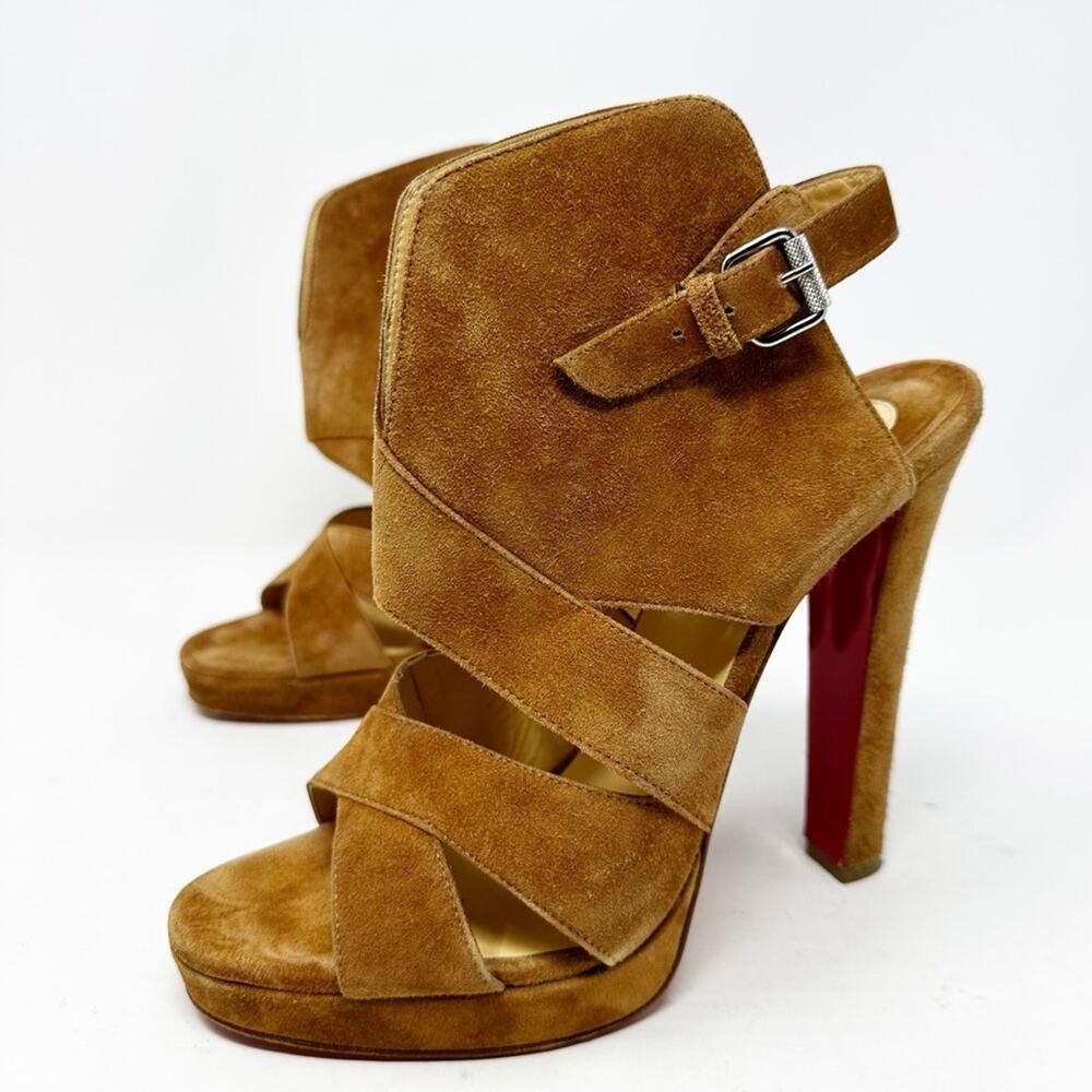 Christian Louboutin Apron Lili Suede Platform Sandal Heels Womens Size EU 39